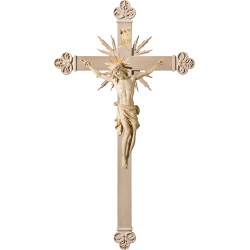 Cristo Pisa en cruz barroca con rayos